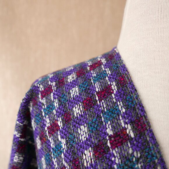 Purple & Burgundy Italian Wool Cape Coat - Picture 5 of 10